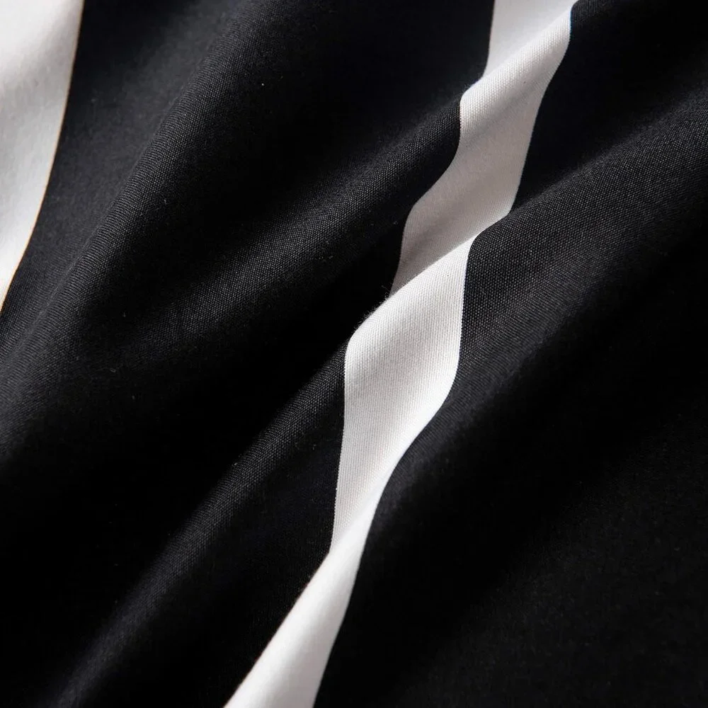 Black and White Striped Comforter Microfiber Queen Set
